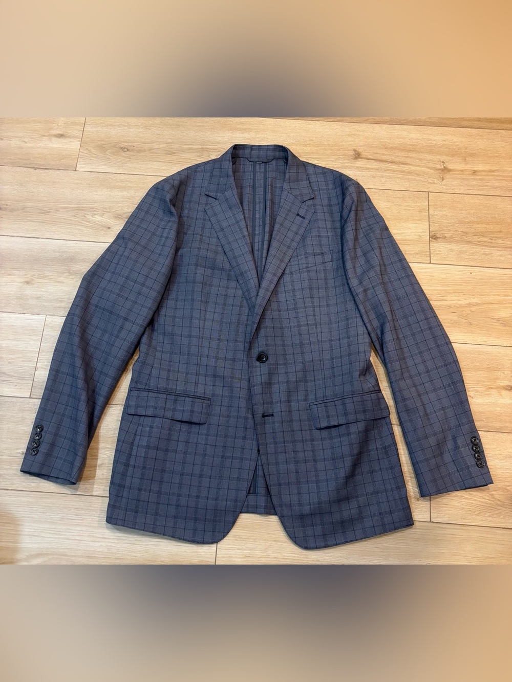 Bonobos Tollegno Men’s Blue Plaid Jetsetter Wool Blazer - Size 42 L Slim Fit